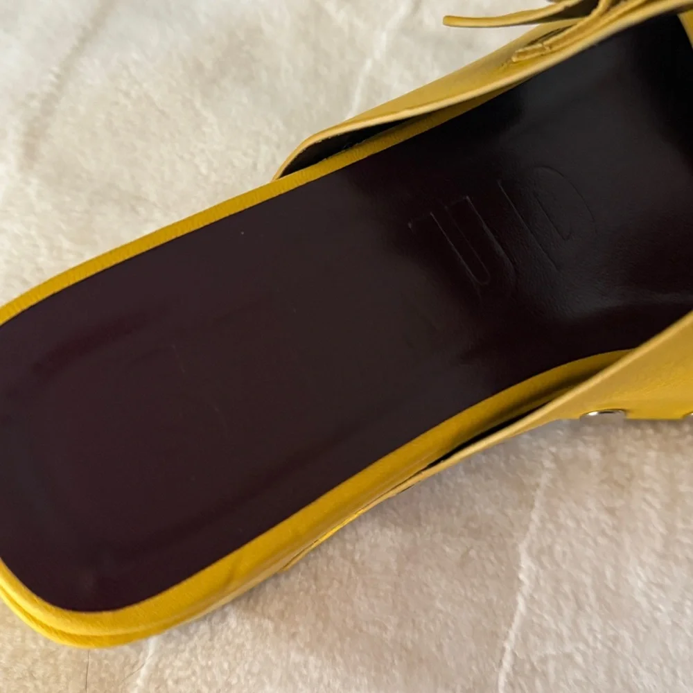 Staud Remi Platform Leather Buckle Sandals - Yellow 39 9 - Picture 2 of 10